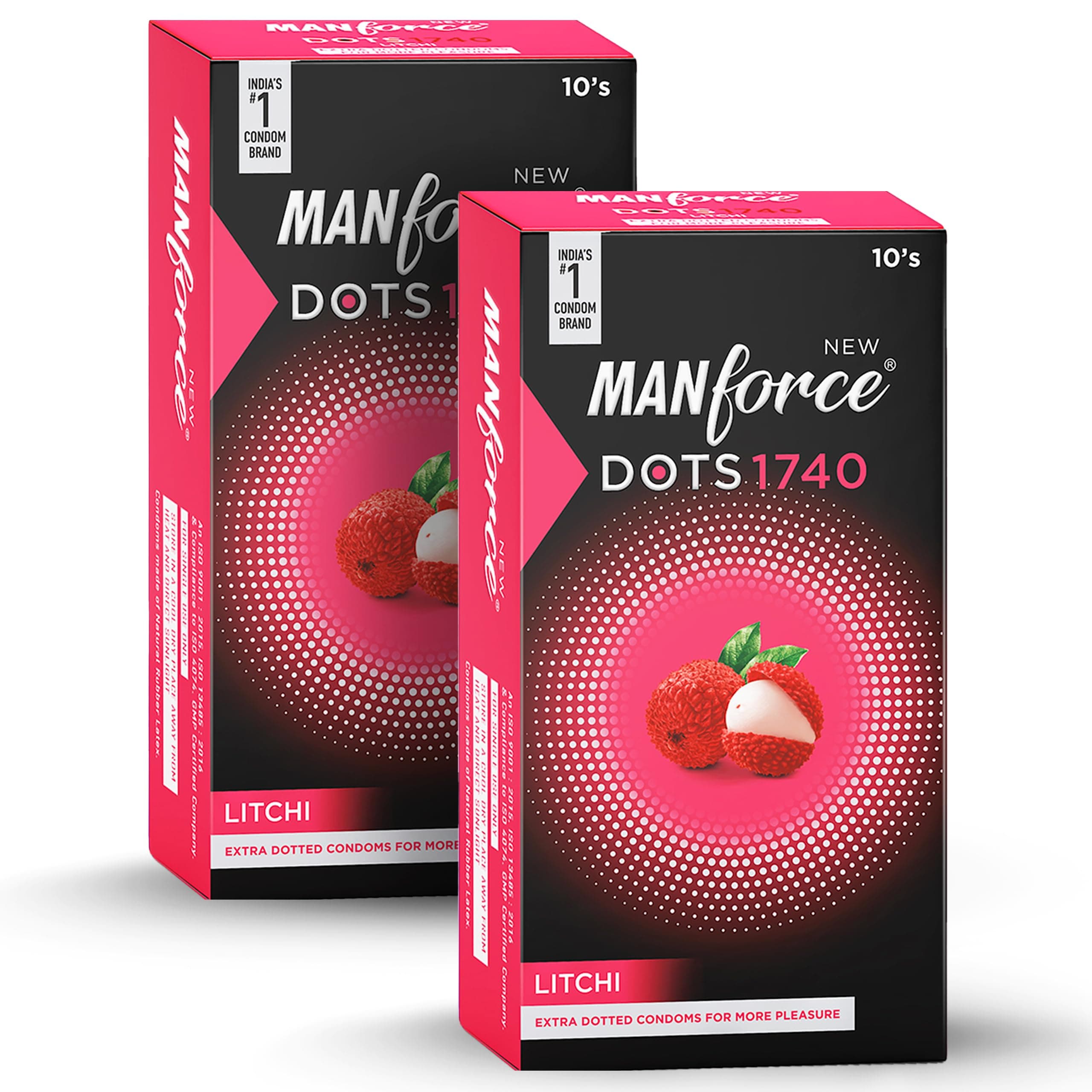 Manforce Litchi Flavoured Extra Dotted Condoms for Men | 20 pcs | Lubricated Latex Condoms For Her Enhanced Pleasure | India’s No. 1* Condom Brand for Safe Sex