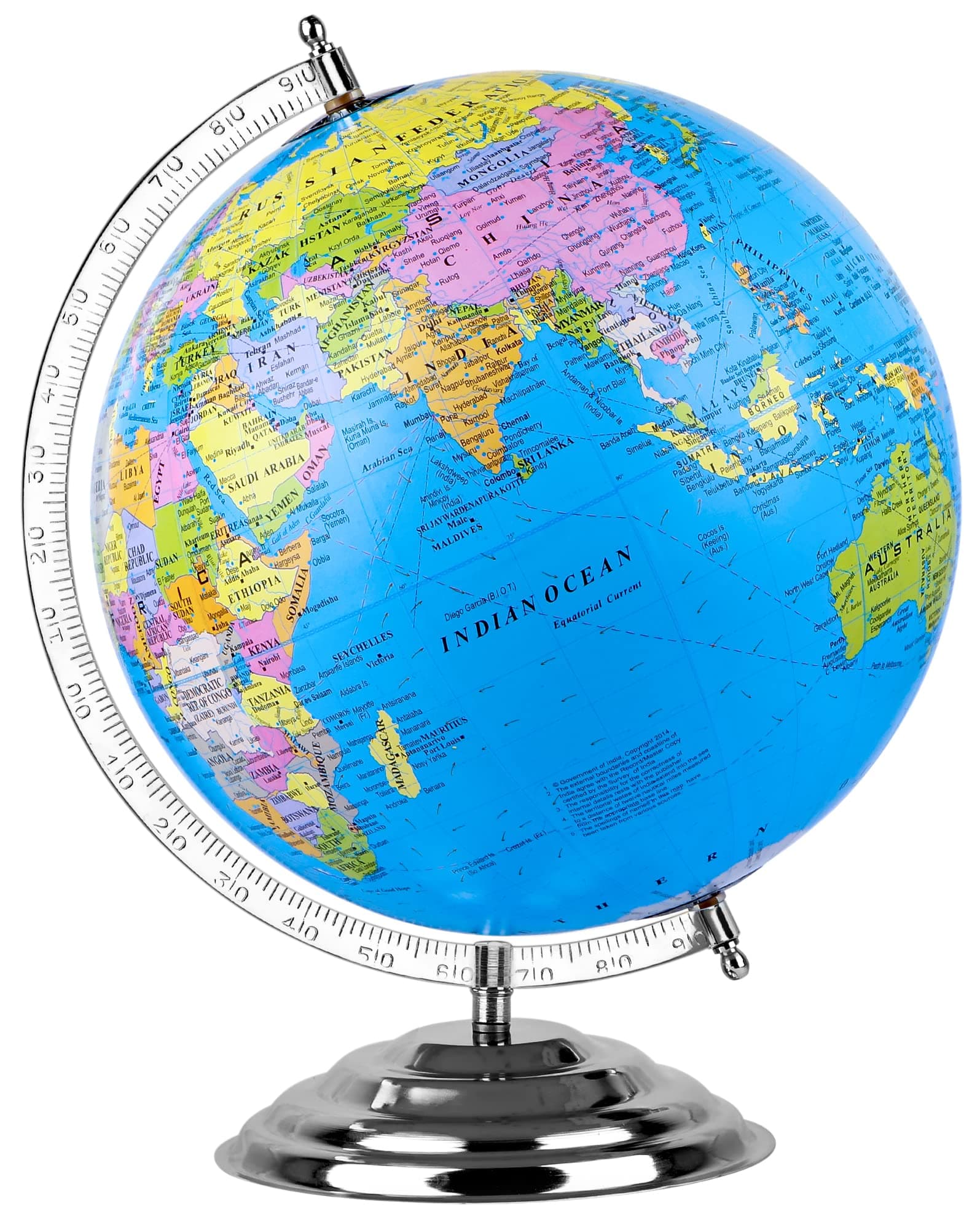 Zest 4 Toyz Educational Globe - 14 Inch Height Metal Base World Globe for Kids STEM STEAM Educational Globes - Ball Diameter 10Inch, Height 14 Inches (Pack of 1)