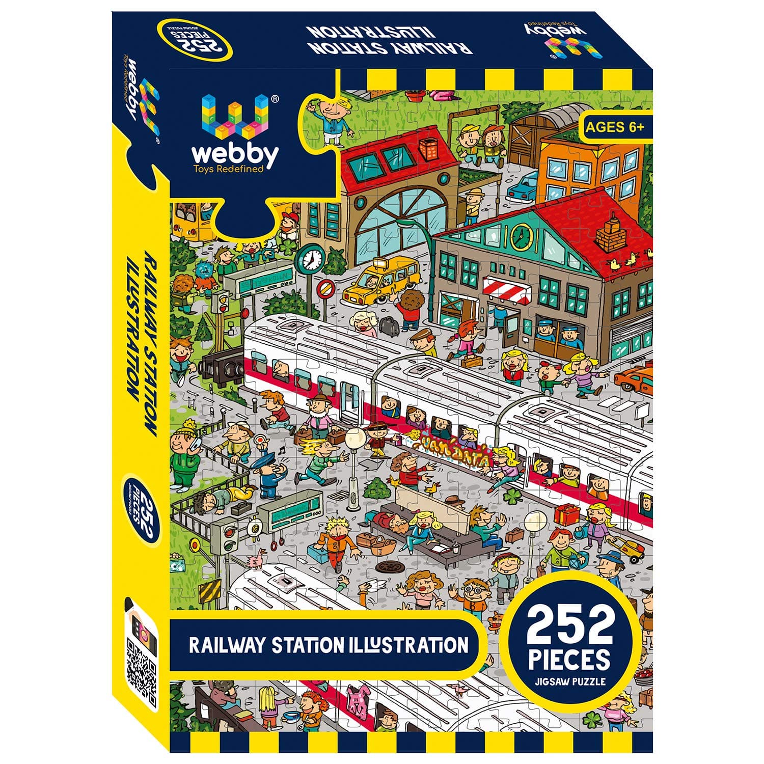 Webby Kid Railway Station Illustration Jigsaw Puzzle for Boys & Girls 252 Pieces