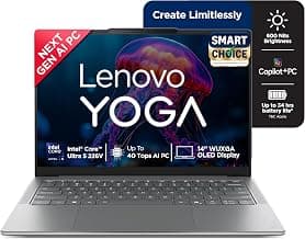 Lenovo Yoga Slim 7 Aura Edition Intel Evo Core Ultra 5 226V (16GB RAM/1TB SSD/14 (35.5cm)/WUXGA OLED/Copilot+ PC/Windows 11/Office Home 2024/1Yr ADP Free/Grey/1.19Kg), 83JX005FIN AI Laptop