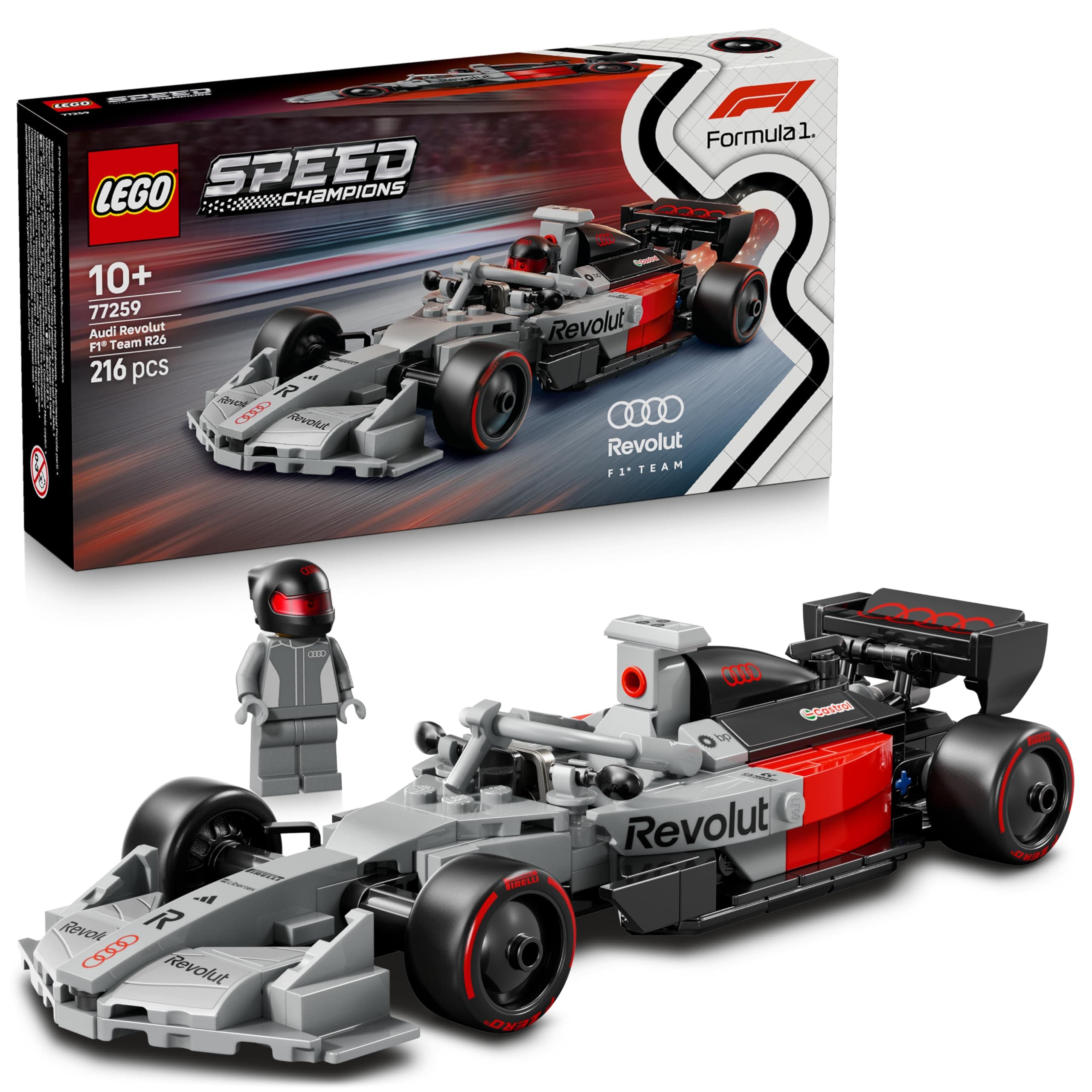 LEGO® Speed Champions Audi Revolut F1® Team R26 Race Car Toy Building Set with 1 Minifigure 77259