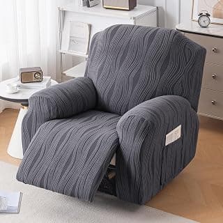 HOKIPO Premium Knitting Jacquard 200 GSM Fully Covered Recliner Sofa Cover for 1 Seater, 'Nestiva Series' Porpoise Grey (AR-6235-GRY)