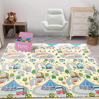 RECLUSE Double Sided Water Proof Baby Play Mat, Infant Play mats for Kids Large Size, Baby Carpet,Crawling Baby Play Mat (Old Village Mat)
