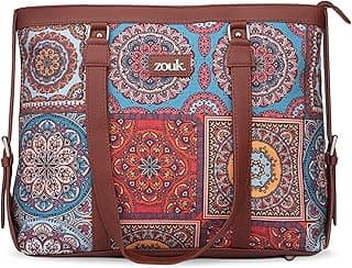 ZOUK Stylish Office Laptop Bag | Tote Bag For Women Fits Upto 15.6 inch |Purse for Women | Vegan Leather Handbag | Daily & Travel Use