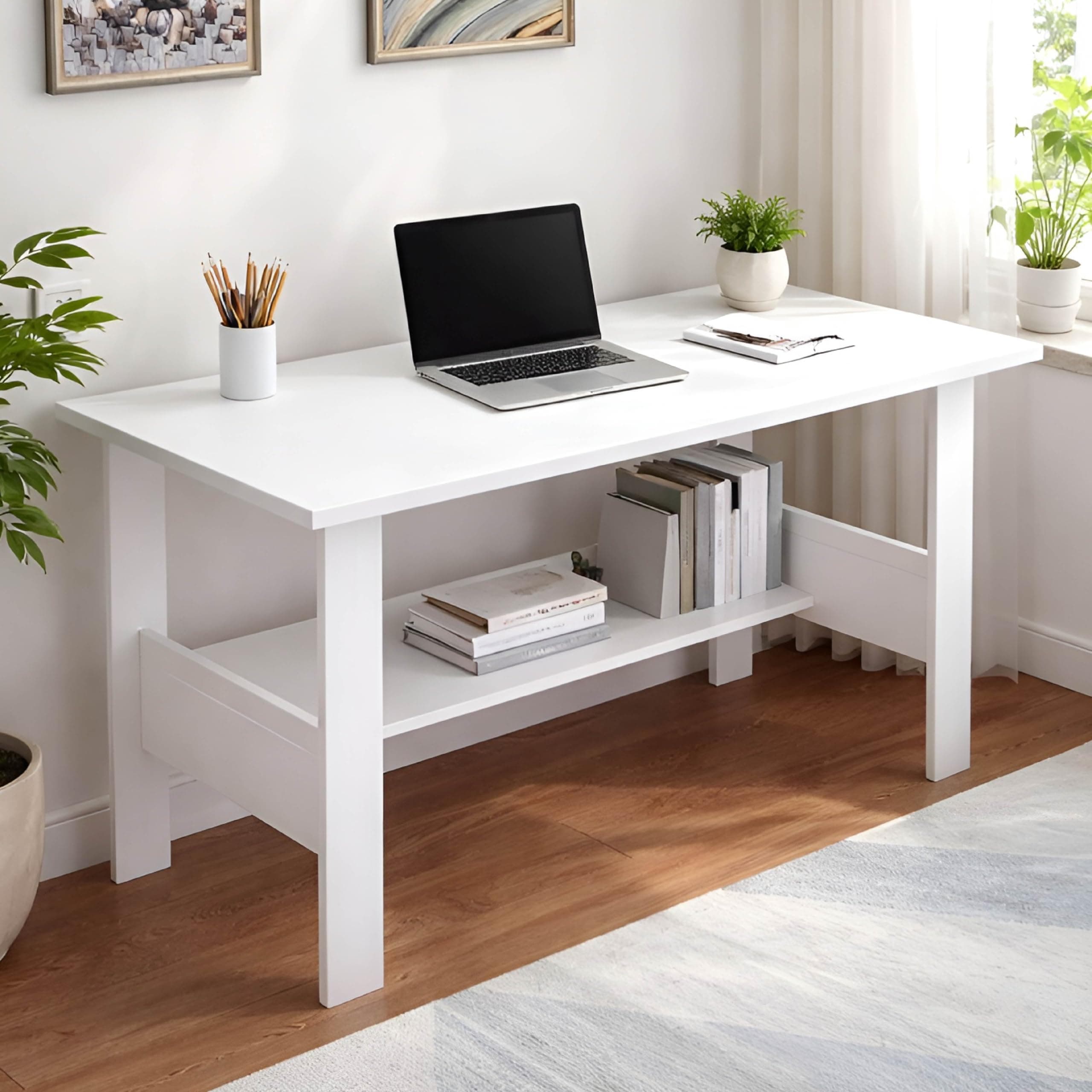 Wakefit Study Table | 1 Yr Warranty | Study Table with Book Shelf, Computer Table for Home Pc, Office Table for Home, Free Installation from Brand, Modern Wobble-Free & Durable Design (Edwin - FW)