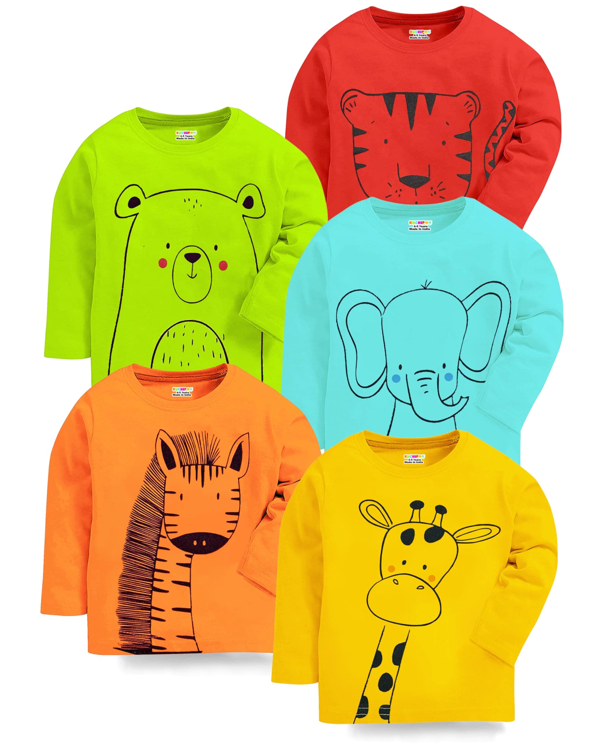 Kuchipoo Baby Boys and Baby Girls Regular Fit Cotton T-Shirts