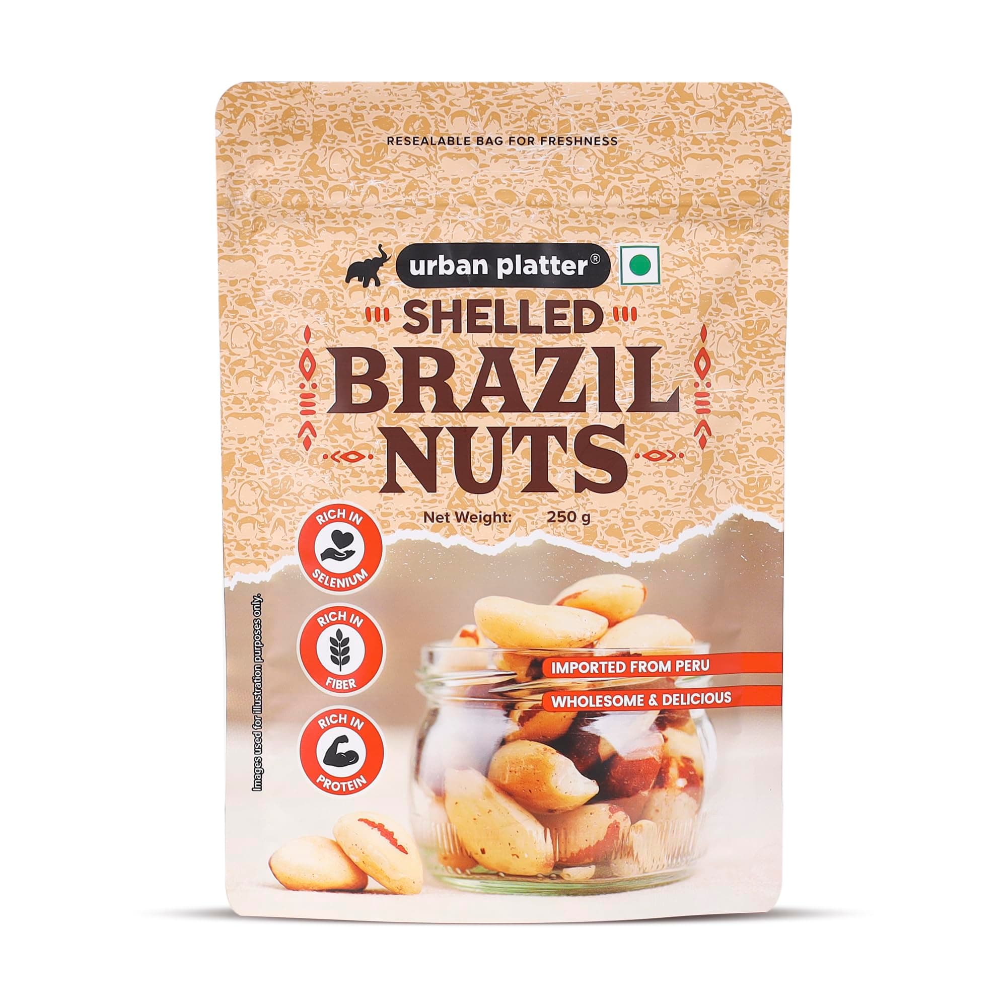 Urban Platter Brazil Nuts, 250g (Rich in Selenium | Superfood | Have 1 Daily | Product of Peru)