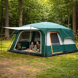 Large Camping Tent for 3-5 Person Spacious Outdoor Tent House For Hiking Waterproof Dome Portable Spacious Camping Tent Perfect for Hiking Travel,Trekking &Outdoor Adventures(310*210*180cm)