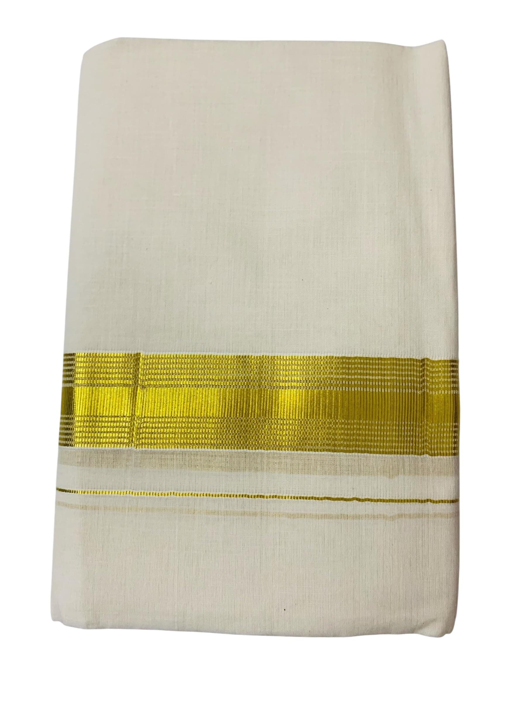 Kuthampully Men's Kerala Kasavu Dhothi Cotton | Golden Kerala Kasavu Mundu | Plain Cotton Dhoti For Men | Traditional South Indian Kasavu Mundu | EKM-363 | Pack -1