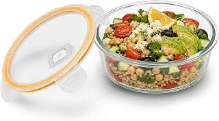 CELLO Fit & Fresh Round Lunch Box Container for Daily Use 650 ml, Clear | Microwave & Fridge Safe Toughened Glass Airtight Leakproof Food Storage Tiffin Box Container for Kitchen, Travel & Office Use