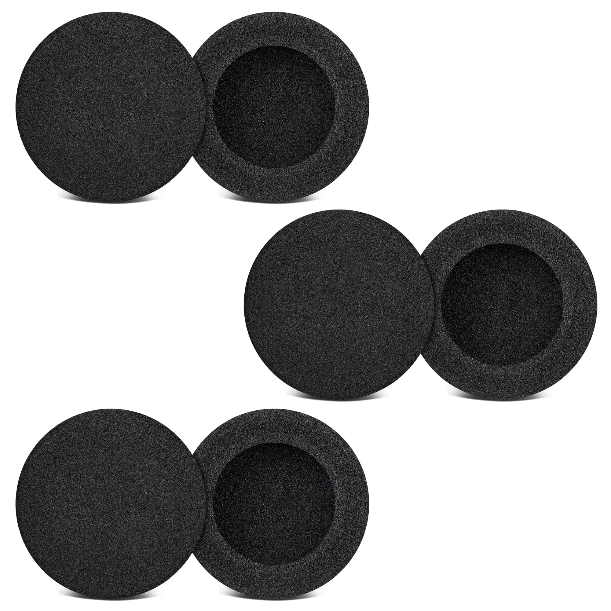 Sounce Headphone Cushion (50mm / 5cm) – 5mm Thick Replacement Earpads Foam Covers for On-Ear Headphones High-Density Soft Sponge Ear Cushions for Comfortable Listening (6 Pcs / 3 Pairs, Black)