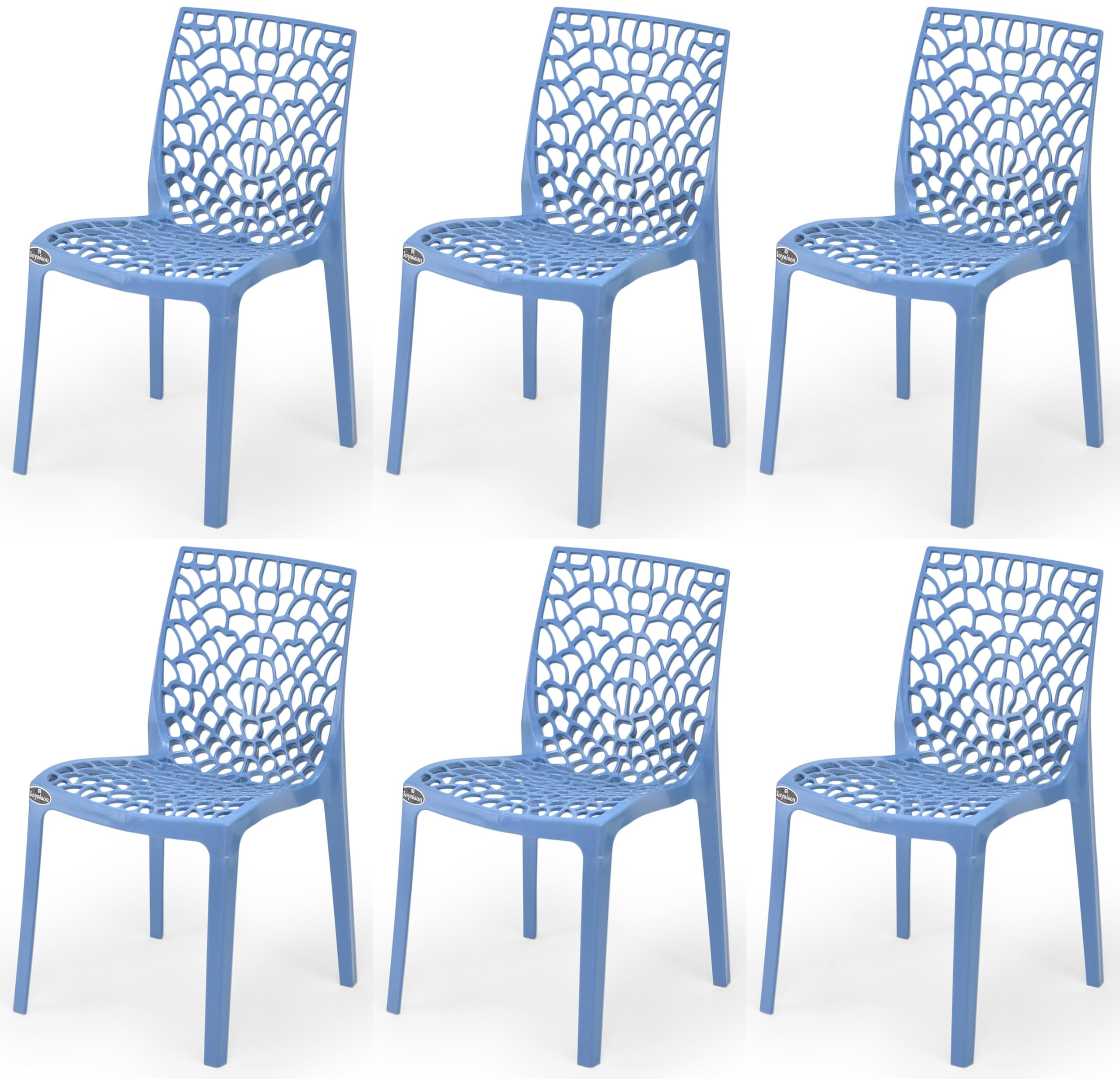 KITHANIA Plastic Web Chair Outdoor Without Arm Chair (Jali) Gloss Finish Standard Chair for Home, Office and Restaurant, Plastic Outdoor Chair (6, Blue, Standard)
