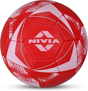 Nivia Airstrike Football, Training Ball, 32 Panels, Synthetic Cover, Butyl Bladder, Made for Beginners, to Play On Both Natural and Artificial Grass (Red, Size-5)