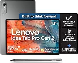 Lenovo Idea Tab Pro Gen 2 with Pen Plus | 13" Display, 3.5K Resolution, 144Hz Refresh | 8GB, 256GB | Snapdragon 8s Gen 4 | 10200mAh | 4 JBL Speakers| USB 3.0 with DP-Out | Wi-Fi 7 | Luna Grey