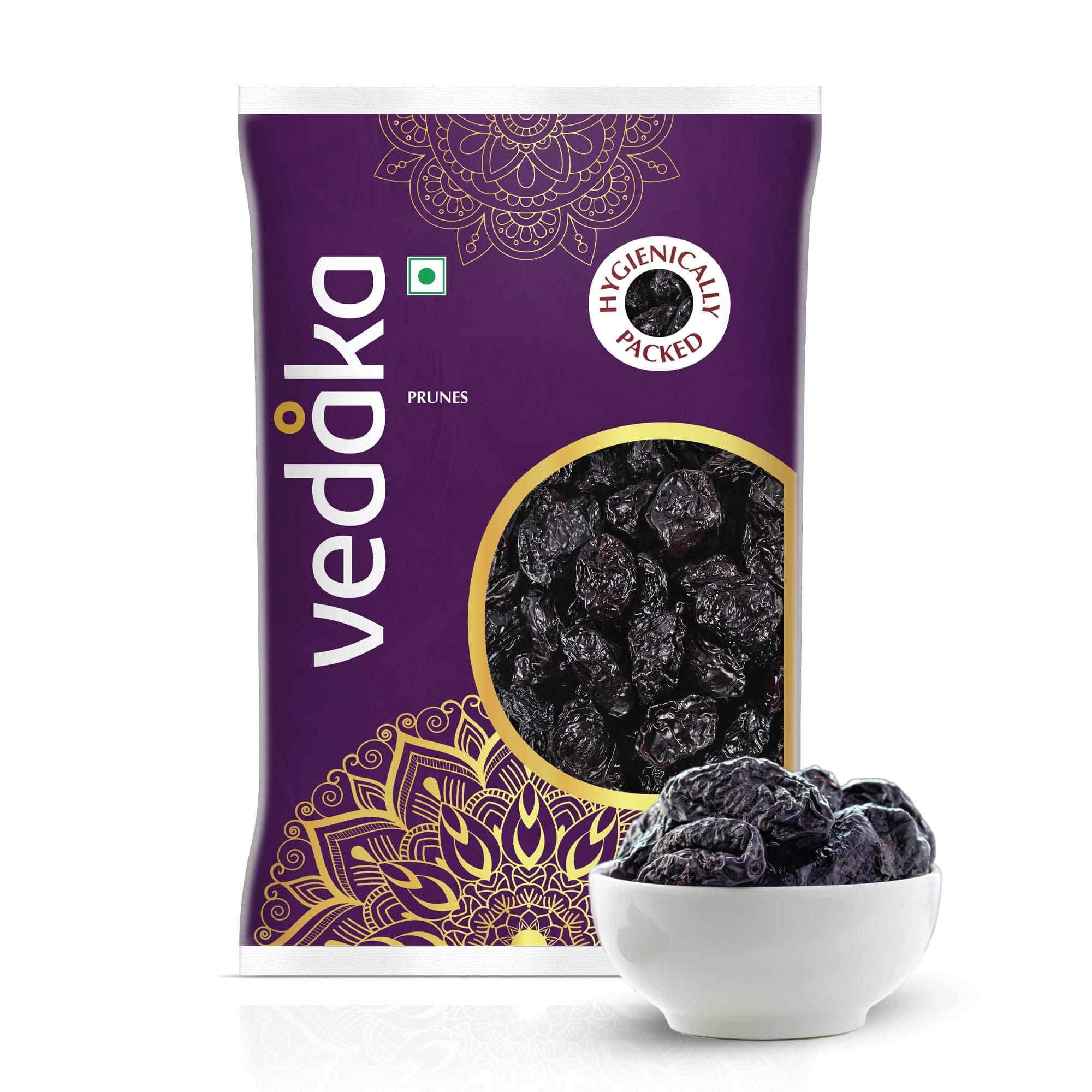 Amazon Brand - Vedaka Prunes | 500 Gram | Whole, Pitted, Unsweetened | Rich in Dietary Fiber | Delicious Snack