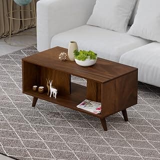 BLUEWUD Leo Engineered Wood Rectangular Shape Coffee Center Sofa Tea, Teapoy Console Table for Sofa Set Living Room Home Hall (Brown Maple)