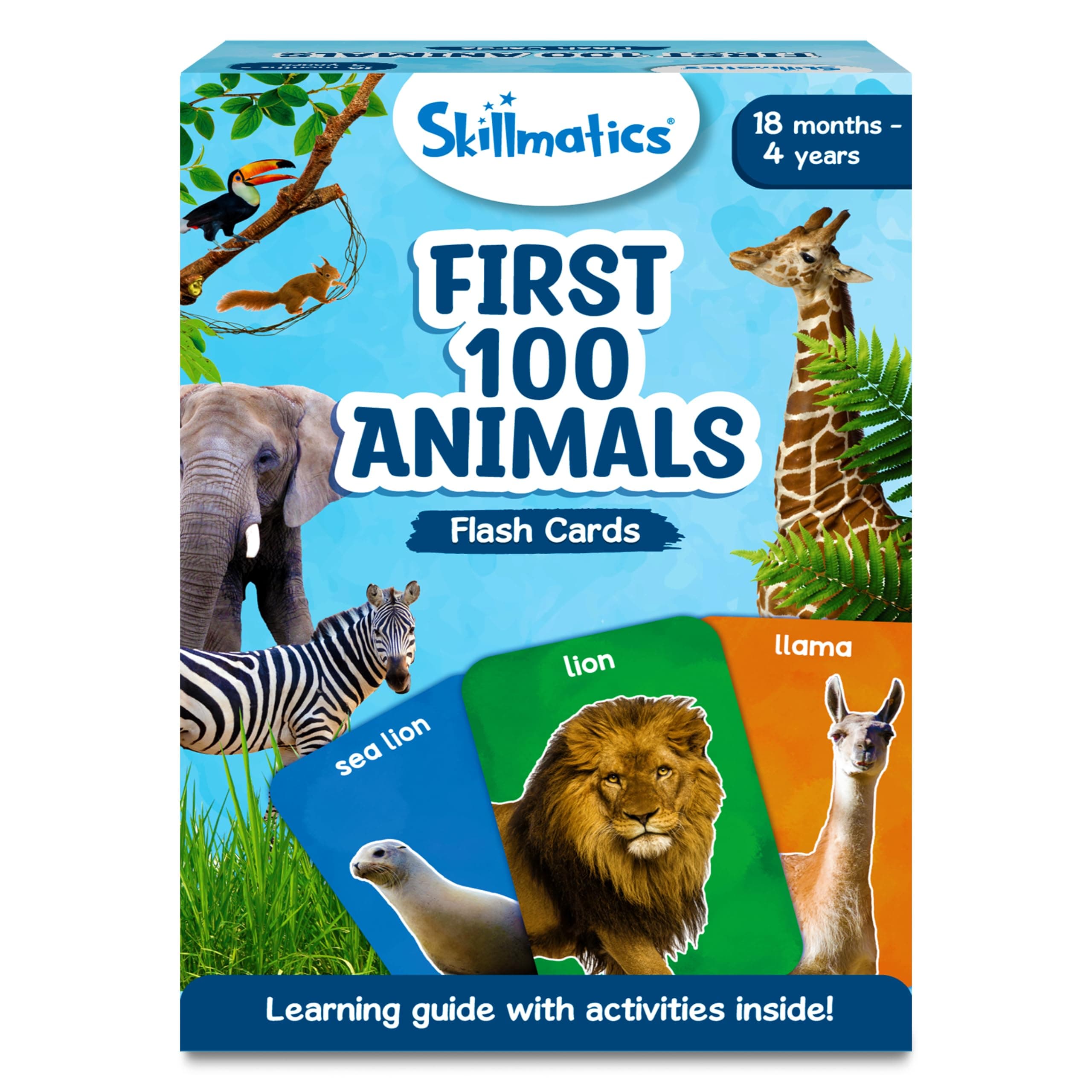 Skillmatics Thick Learning Flash Cards for Toddlers – First 100 Animals | Montessori Toys, Preschool Educational Activities, Learning Aids, Gifts for Kids Ages 1, 2, 3, 4 Years