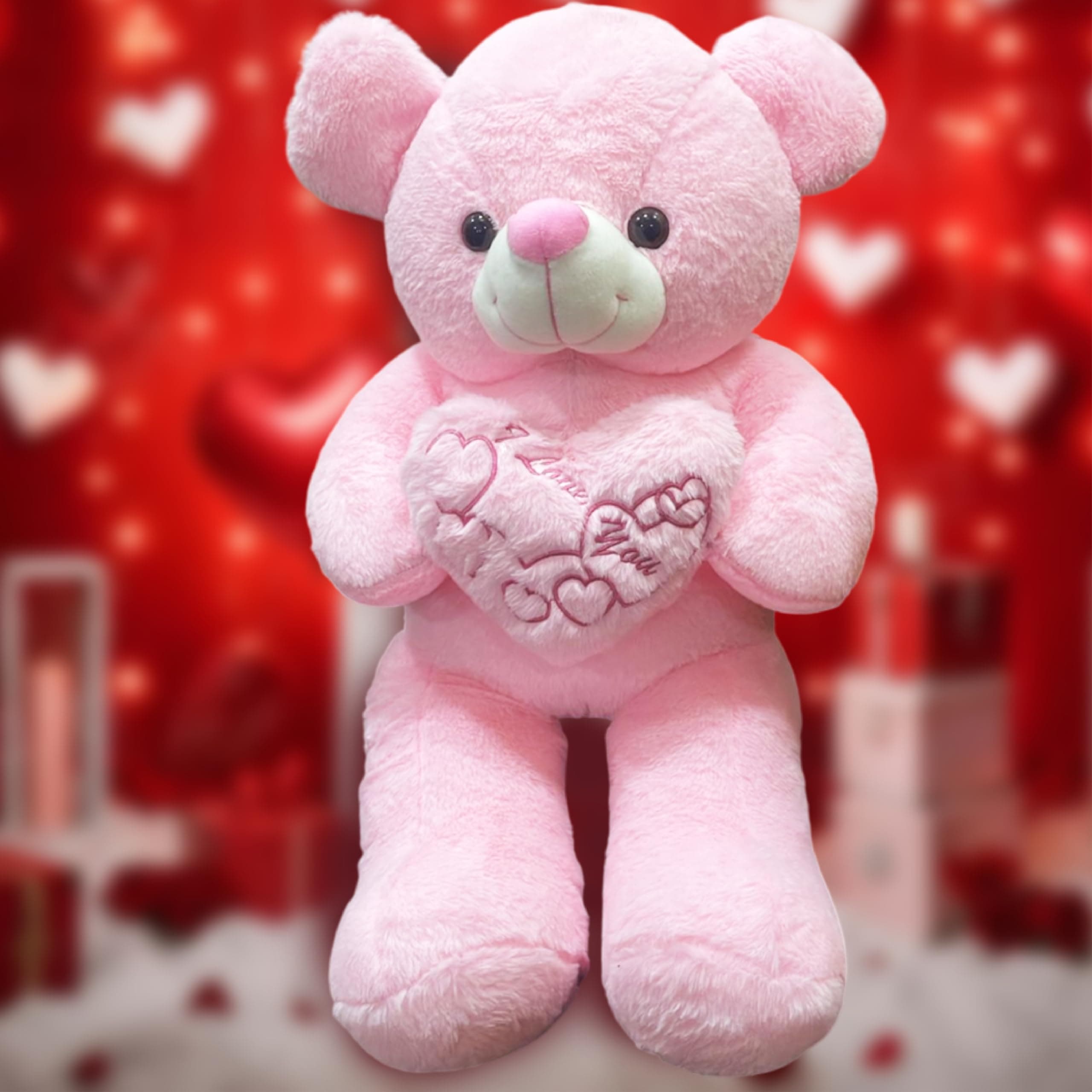 ToyMagic Teddy Bear with Heart - Pink - 55 cm | Soft Toy | Lovable Huggable Cute Teddy Bear Plush Toy | Best for Grandparents, Diwali, Baby Shower, Birthday, Raksha Bandhan, Valentine Gift