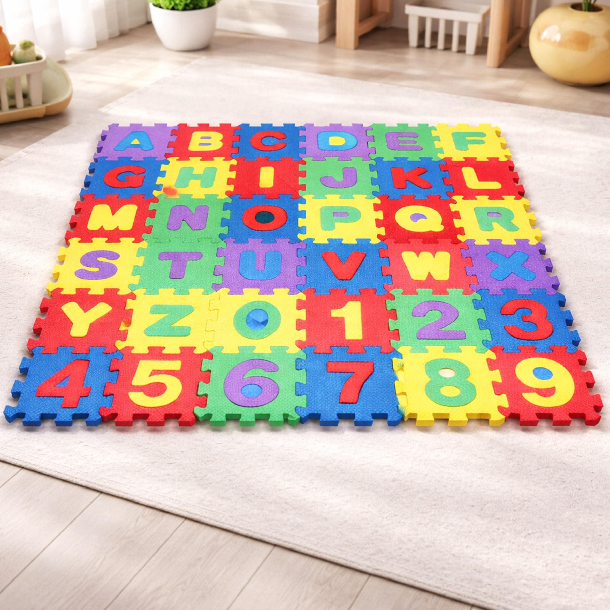 Toyshine 36 Pcs ABC 123 Interlocking Foam Puzzle Play Mat
