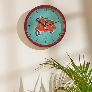 TEAL BY CHUMBAK Scooting Around Analog Wall Clock | 11 inch | Home Decor| Silent Sweep Movement | Mineral Glass | Matte Rim | Perfect for Gifting, Blue
