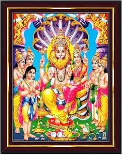 Pavan Photo Laminations Lakshmi Narasimha Swamy Lord Narsingh Bhagwan Wall Painting Framed Home Decor (Wood,Acrylic,Brown,Small Size,6x8 Inch) B595S