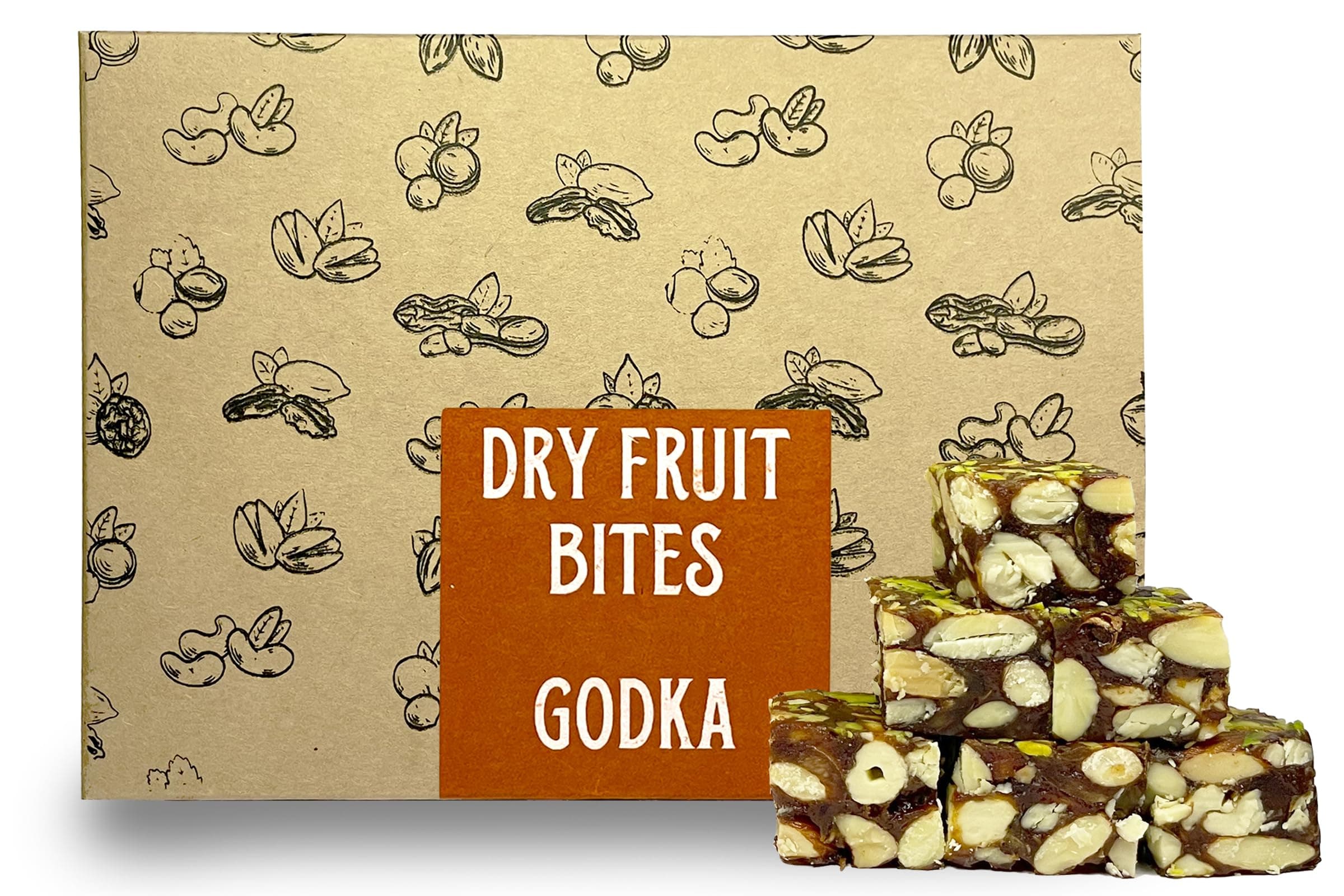 Godka Dry Fruits Sugarfree Dates Barfi/Khajoor Dryfruit Chikki/Kaju Badam Chikki,1 kg (Pack of 2x500 g)