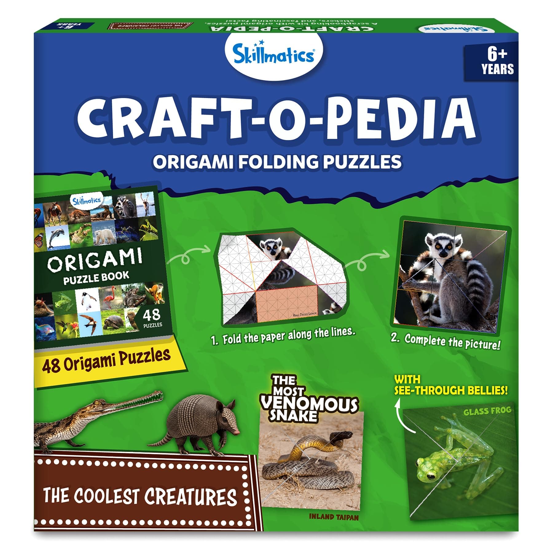 Skillmatics Origami Puzzle Book - 48 Folding Puzzles for Kids, Fun STEM Toy & Brain Teasers, Educational & Travel Gifts for Ages 6, 7, 8, 9, 10 and Up