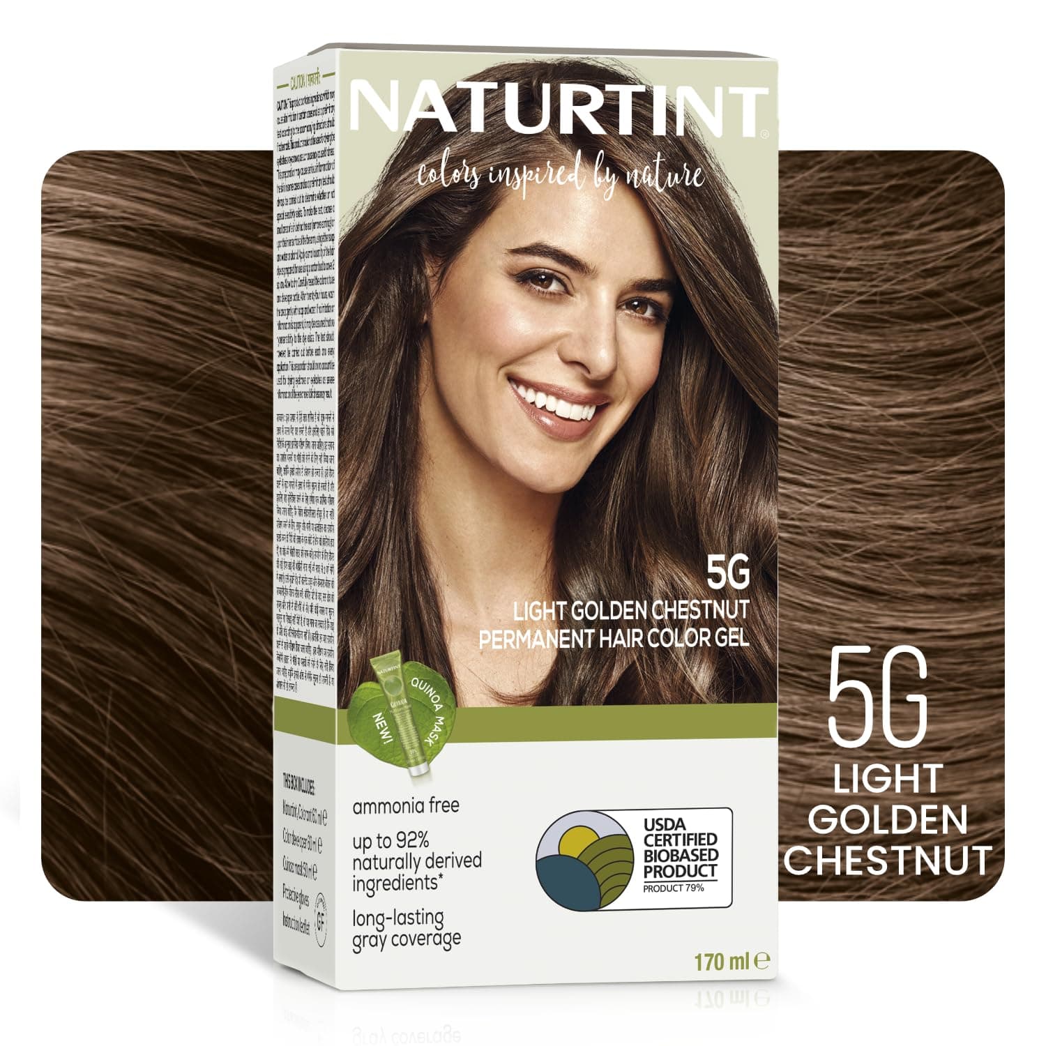 Naturtint Permanent Hair Colour easy to apply Gel Light Golden Chestnut 5G | For Sensitive Scalp | Upto 100% Grey Coverage | Long Lasting Hair Colour | Ammonia Free | No Parabens | with Olives & Organic Shea Butter