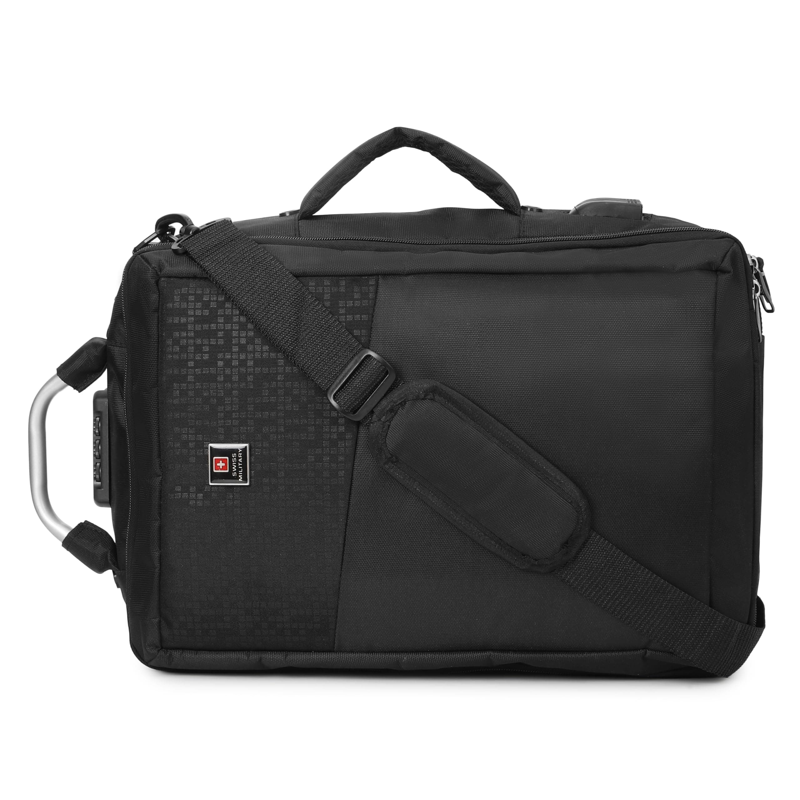 SWISS MILITARY ELEMENT 18L Multi-Purpose Laptop Backpack Cum Sling Bag with Locking Mechanism, USB Port, Organizer Pocket, Garment Compartment, 15.6-Inch Fit, Travel Bag for Men & Women, Black