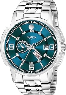 Matrix Black, Blue, White Dial, Day & Date Functioning, Stainless Steel Strap Analog Watch for Men & Women