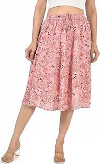 COTTON BREEZE Women's Midi Skirt (FP544_Blue_Free Size)