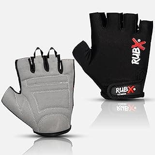 RUBX Gym Gloves for Men & Women – Half Finger Workout Gloves for Weightlifting, Training, Fitness,Biking,Hand Protection & Grip Strength – Gym Accessories (Grey & Black Size-L)