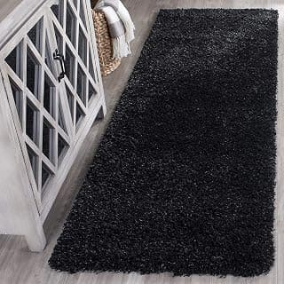 Naze Modern Shaggy Carpete for Study Room, Kids Room Room Door, Bathroom, Play Room ('Black, 1.5x3 feet