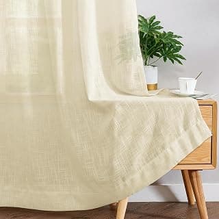 Story@Home Long Door Curtains 9 Feet Long Set of 4 | Solid Printed | Transparent Curtain | Net Curtain | Sheer Curtains for Living Room | (118 x 275 cm, Beige) | Perfect for Home Decor