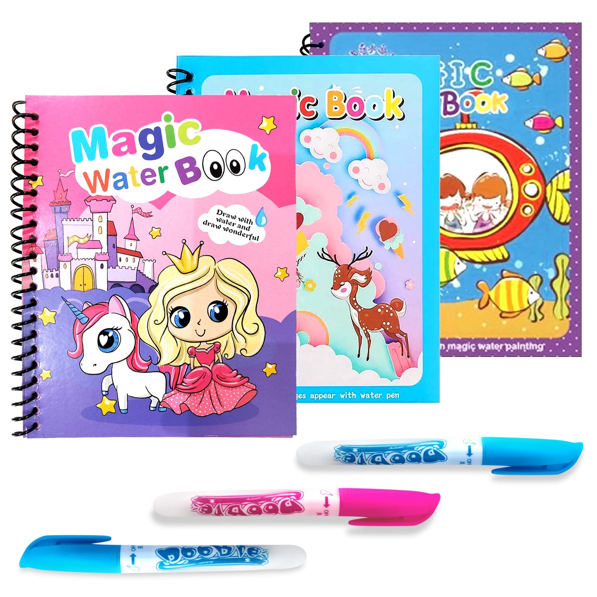 GLUN® Water Magic Book Random Theme C5 Pack of 3
