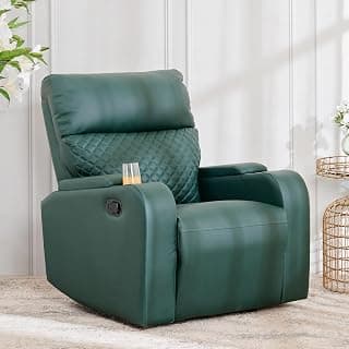 Home Centre | Asher Faux Leather 1-Seater Recliner | Recliner for Living Room | Solid Wood | Green | 2 Year Warranty