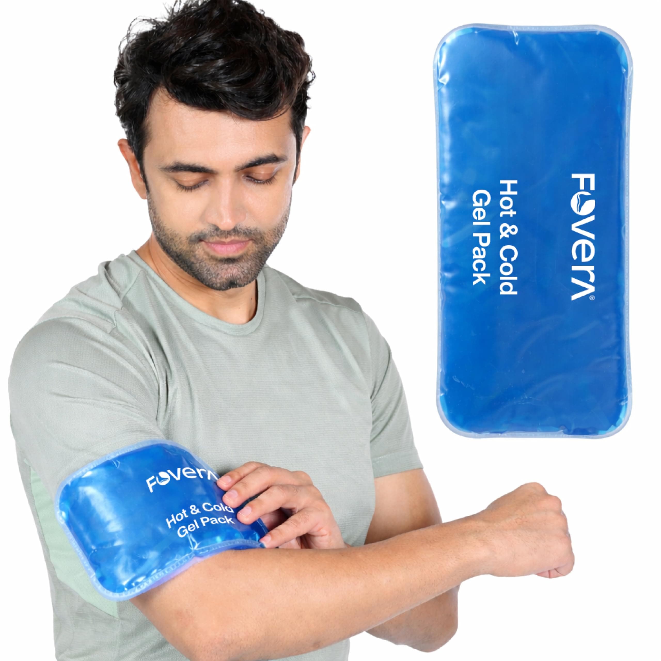 FOVERA Reusable Hot & Cold Pack for Muscle Pain Relief & Injury | Ideal for Knees, Shoulder, Neck & Ankle | Long-Lasting Hot & Cold Therapy (Regular - 5 x 10 Inch, Without Cover)
