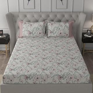 maspar Valencia 100% Cotton Bed Sheet Set, Bed Sheet (152 x 224 cm) with Two Pillow Covers(50 x 75 cm), Single, Red