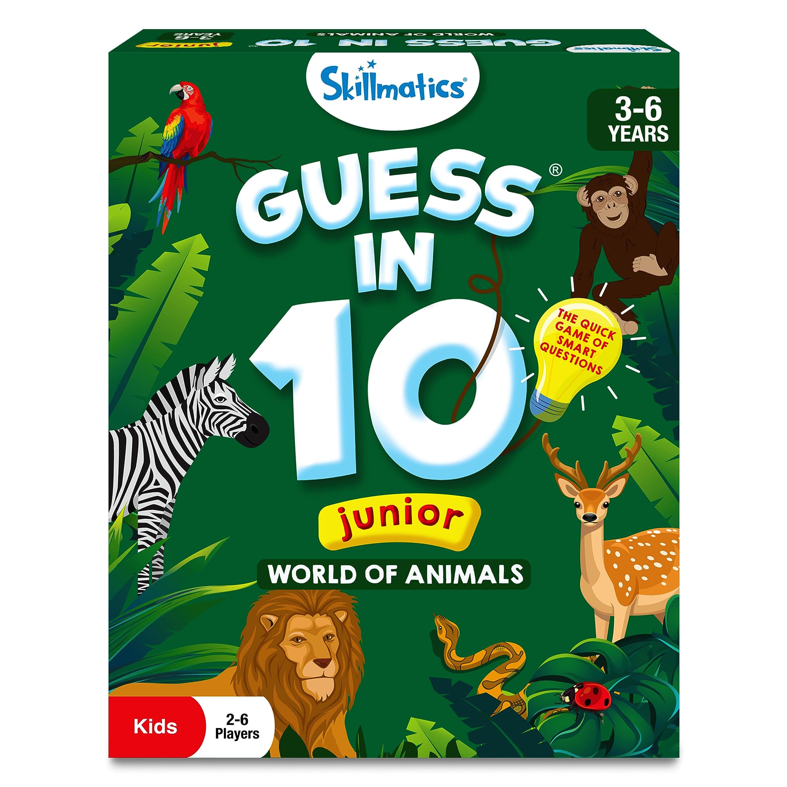 Skillmatics Guess in 10 Junior World of Animals, Gifts for Kids, Boys, Girls Who Love Board Games, Card Games, Educational Toys, Travel Game for Ages 3, 4, 5, 6