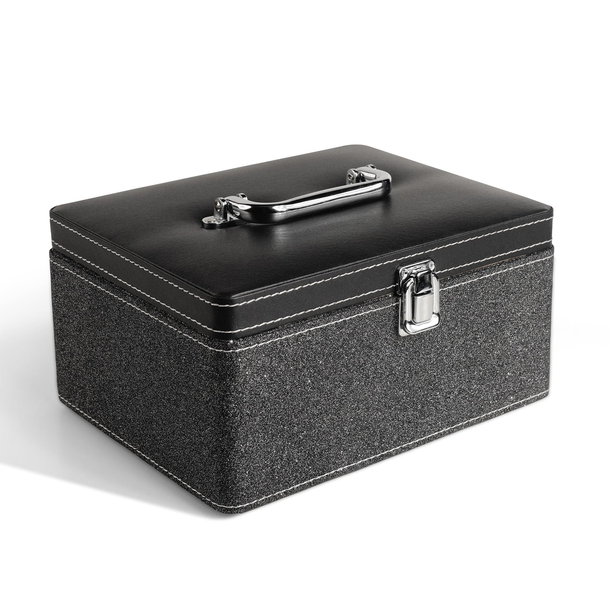 Makeup Box - Vanity Box for Women Bridal - Cosmetic Box Organiser, Durable, Stylish Finish for Home or Travel, Large Capacity Beauty Case for Brushes, Lipsticks & Skincare, Black