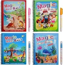Toy Imagine 4-Pack Water Magic Coloring Books with Refillable Pens | Reusable No Mess Magic Reveal Activity Book for Kids | Educational Drawing Toy, Fine Motor Skills, Quick Dry Travel Friendly