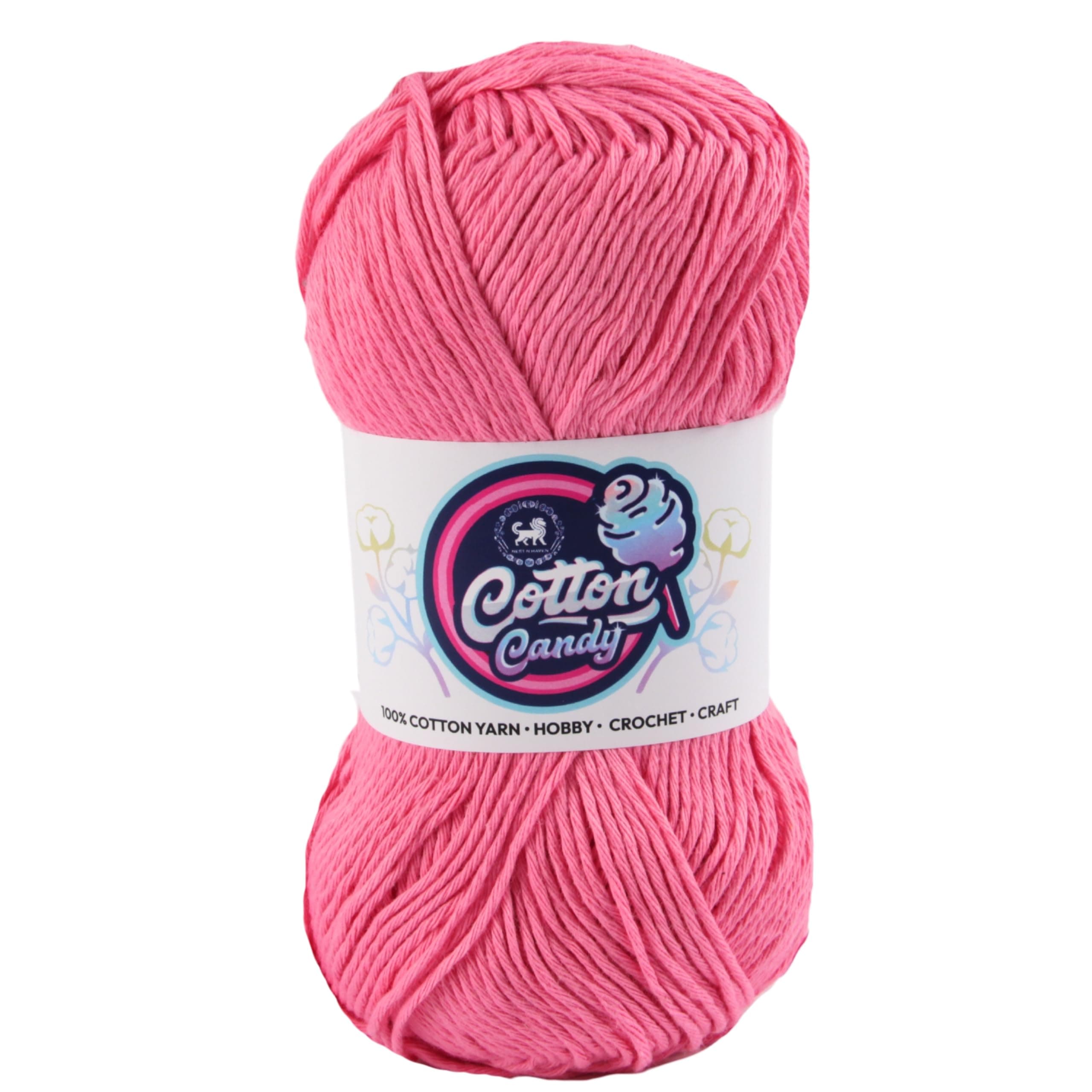 NESTNHAVEN Cotton Candy 100% Cotton Yarn - (100g, 185 Meters) - Luxury Yarn for Crochet, Amigurumi, Embroidery, Toys, Garments, Flowers and Hobby, Projects. (Pink)
