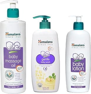 Himalaya Baby Massage Oil (500ml), Herbals Lotion (400ml) and Gentle Bath (400ml) Combo