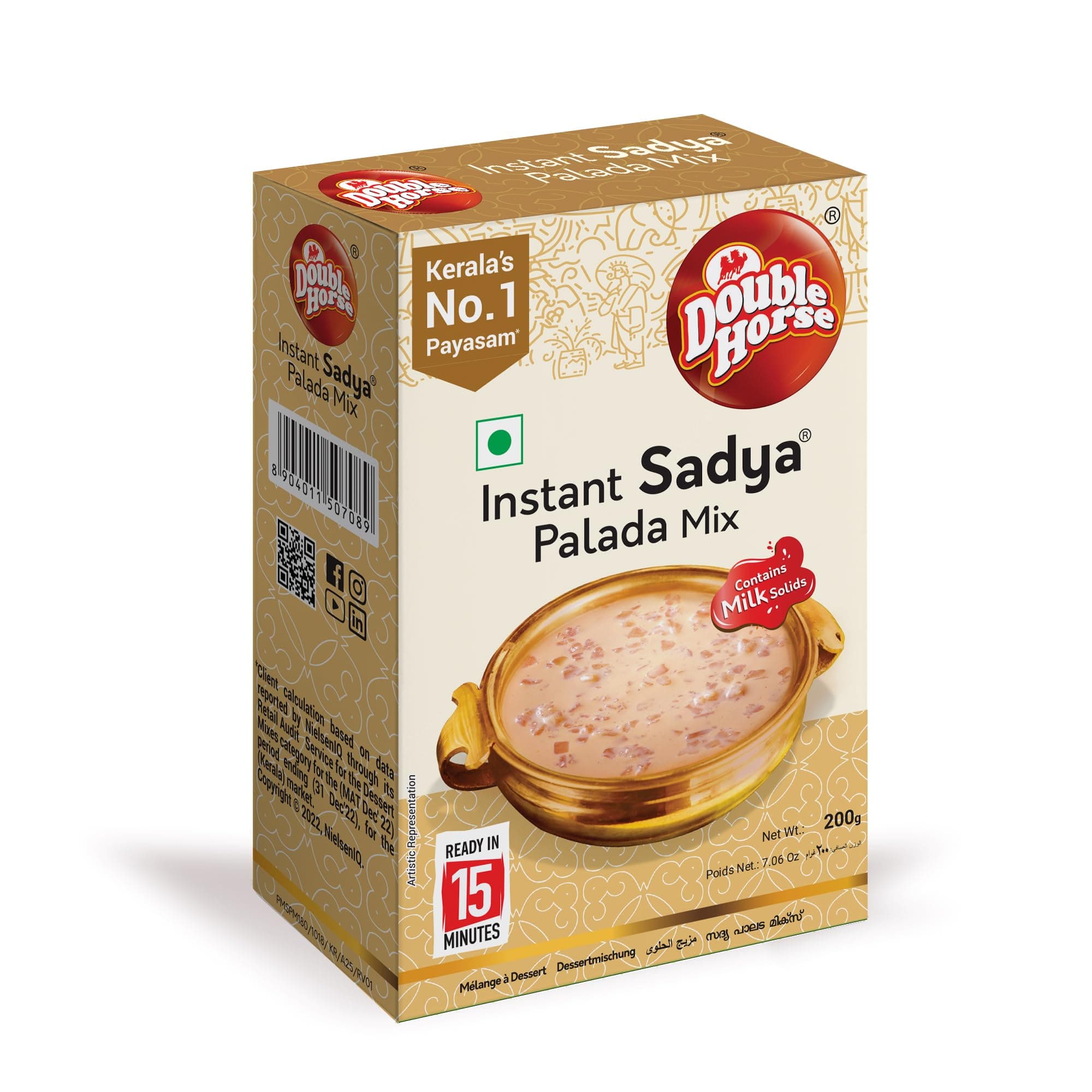 Double Horse Payasam I Sadya Payasam I Authentic Kerala Instant Sadya Palada Mix I Contains Milk Solids I Rich & Tasty I 15 Minutes Instant I Rice Kheer Mix I 200 Gram