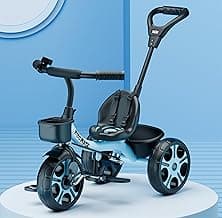 Kidsmate Junior Tricycle for Kids with Parental Control | Cycle for Kids 1-4 Years | Baby Cycle | Bicycle with Storage Basket, Cushion Seat and Seat Belt Carrying Capacity 30 Kgs (Blue)