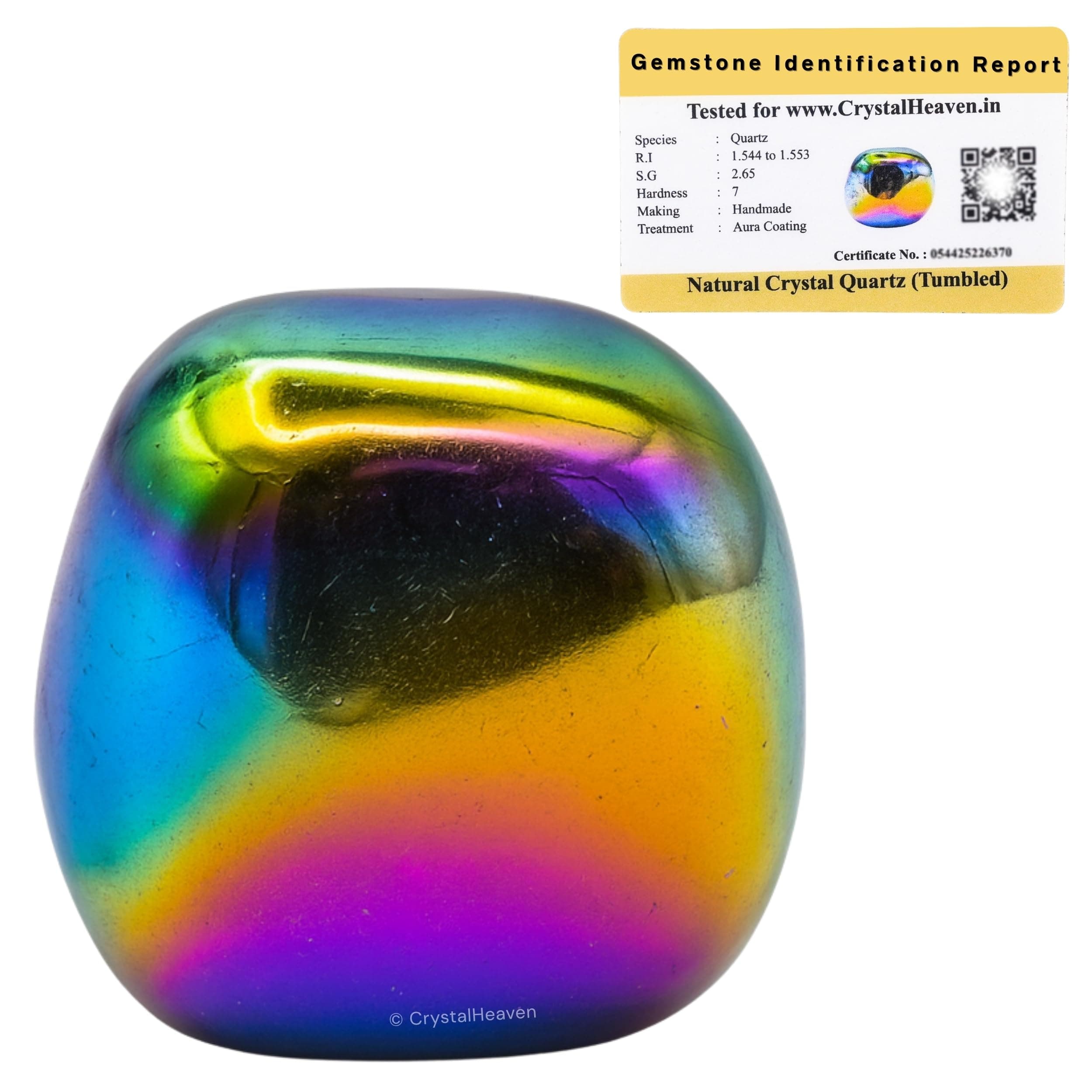 Certified Titanium Aura Quartz Crystal Healing Tumbled Stone, Natural Polished Crystals for DIY Crafts, Manifestation, Meditation, Pooja Feng Shui and Reiki Healing (30 Grams)