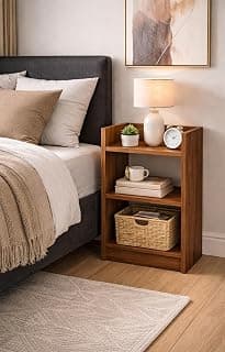 Enigmatic Woodworks Wooden Open Bookshelf Multipurpose for Home Rack Showcase Organizer for Living Room I Study Room I 3-Tier I Finish-Suede DIY(Walnut) 33 * 24 * 61cm