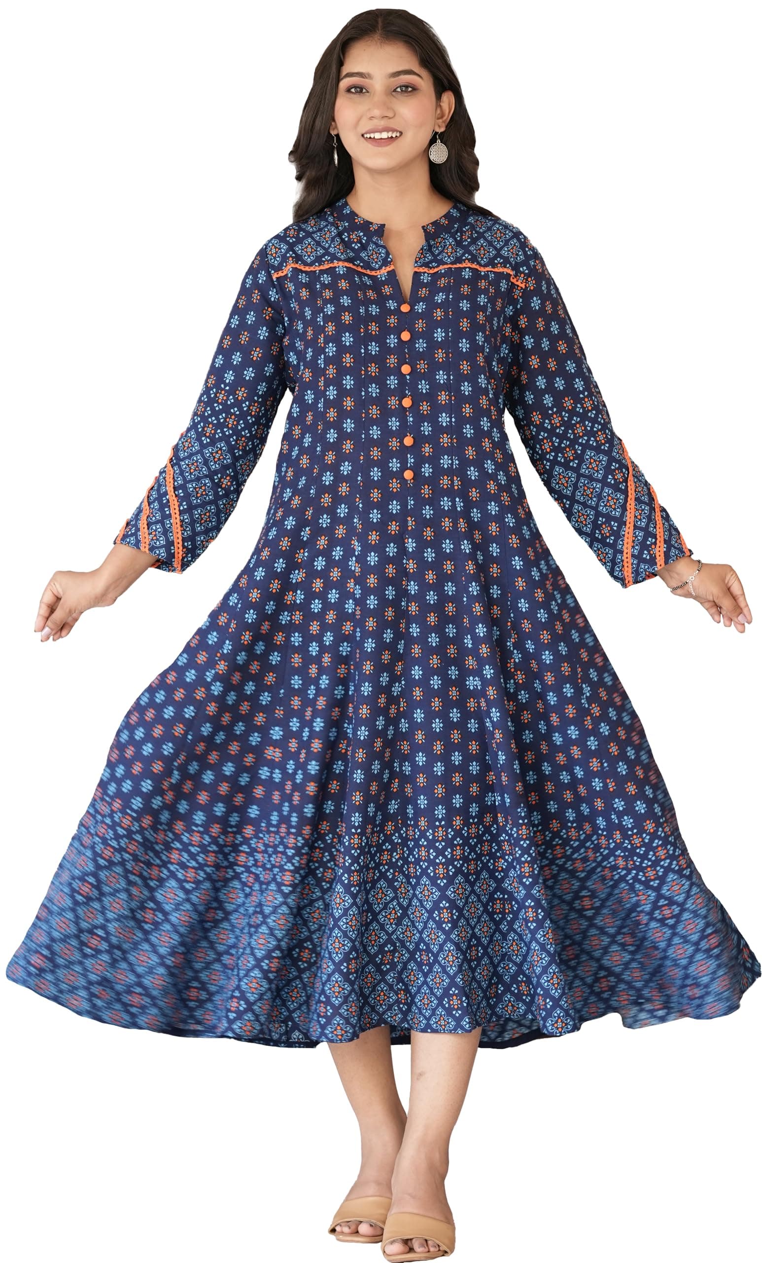 Yash Gallery Women's Rayon Relaxed Fit Anarkali Floral Printed Kurta