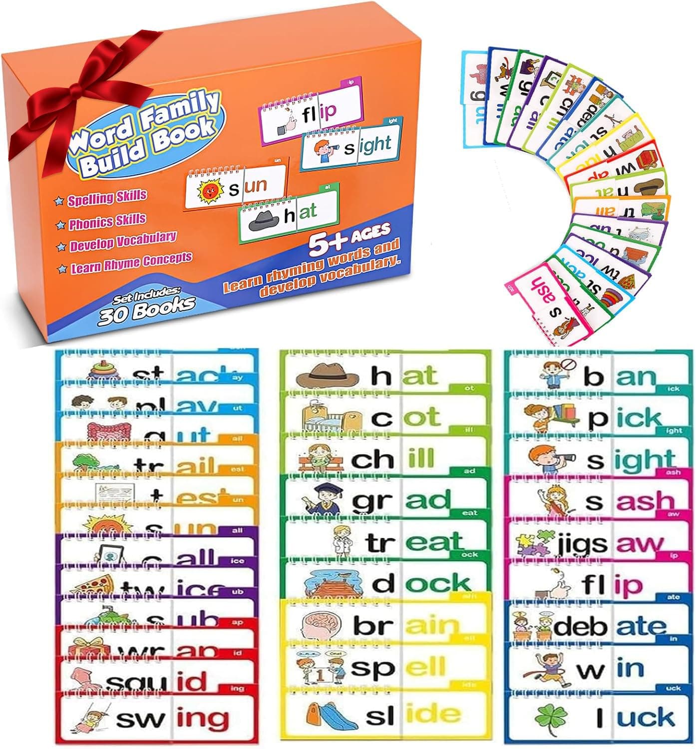 Word Family Flip Books, 30 Read and Rhyme Flip Book, ABC Vocabulary Games, A Vocabulary Flash Cards for Children to Develop Words