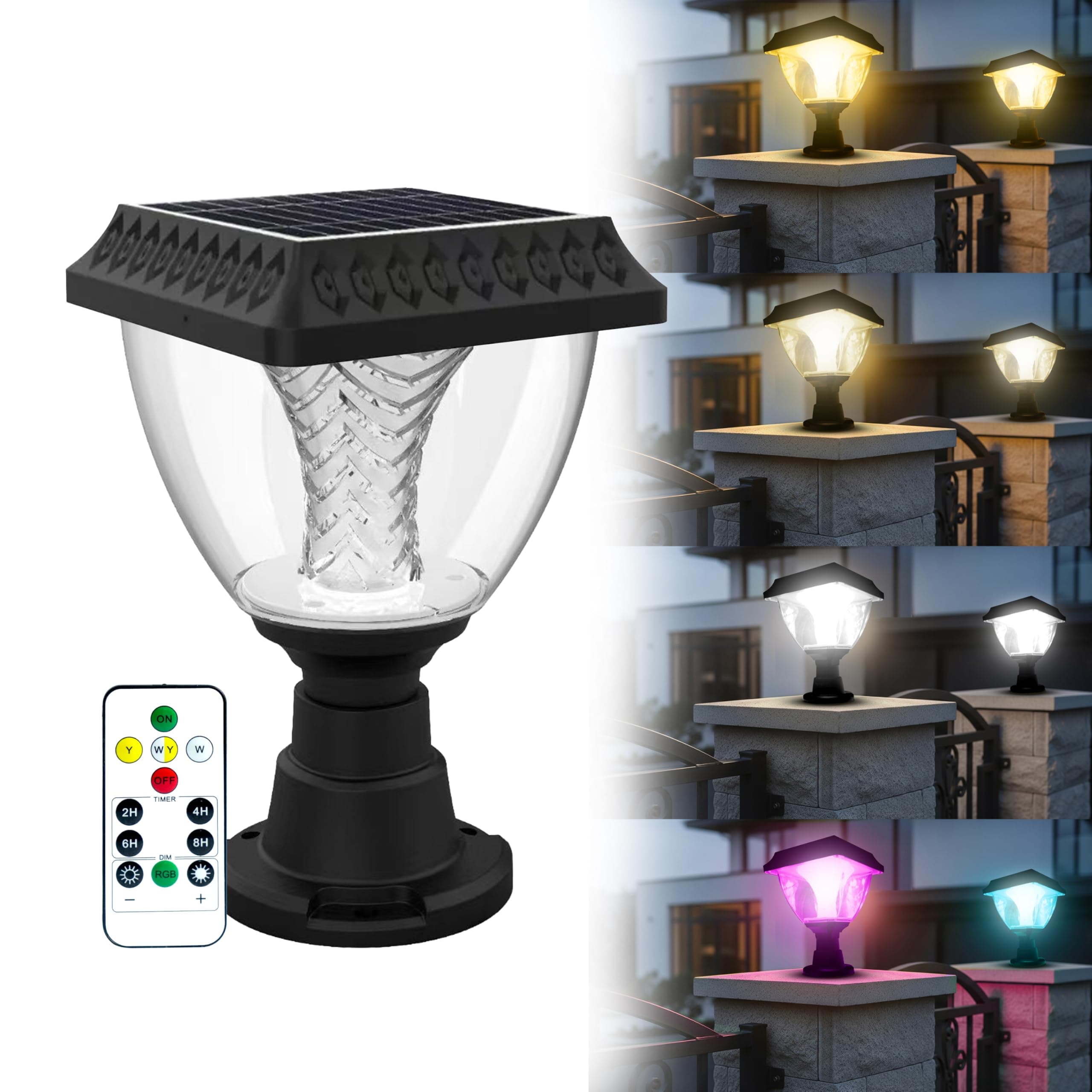 Homehop Solar Light Outdoor Home Garden 10W Automatic Waterproof Gate Lamp | Solar Gate Light Wireless Decorative LED for Compound Wall Boundary, Patio, Landscape, Yard Uses(2200 mAh,ABS,Multicolour)